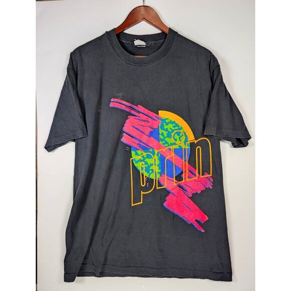 Vintage Prince Tennis Shirt Size XL Black Wrap Graphic 80s 90s Single Stitch USA - Picture 1 of 6